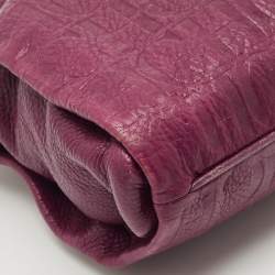 Pre Owned Carolina Herrera Purple Monogram Embossed Leather Lock Shoulder Bag