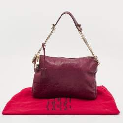 Pre Owned Carolina Herrera Purple Monogram Embossed Leather Lock Shoulder Bag