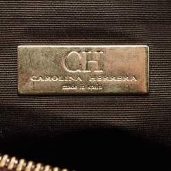 Pre Owned Carolina Herrera Purple Monogram Embossed Leather Lock Shoulder Bag