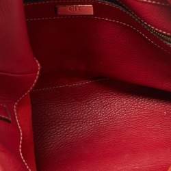 Pre Owned Carolina Herrera Red Monogram Leather Chain Hobo