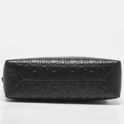 Pre Owned Carolina Herrera Black Monogram Embossed Leather Camera Crossbody Bag