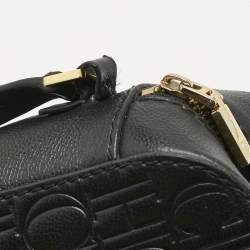 Pre Owned Carolina Herrera Black Monogram Embossed Leather Camera Crossbody Bag