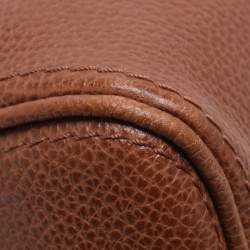 Pre Owned Carolina Herrera Brown Embossed Leather Minuetto Flap Top Handle Bag