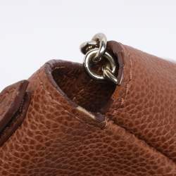 Pre Owned Carolina Herrera Brown Embossed Leather Minuetto Flap Top Handle Bag