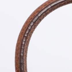 Pre Owned Carolina Herrera Brown Embossed Leather Minuetto Flap Top Handle Bag