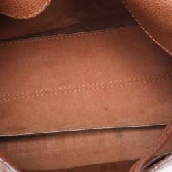 Pre Owned Carolina Herrera Brown Embossed Leather Minuetto Flap Top Handle Bag