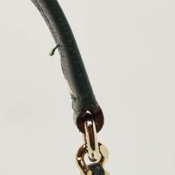 Pre Owned Carolina Herrera Dark Green Monogram Embossed Leather Bow Bucket Bag