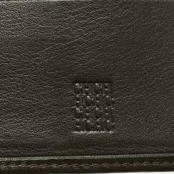 Pre Owned Carolina Herrera Dark Brown Monogram Leather Trifold Wallet