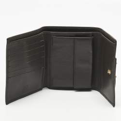 Pre Owned Carolina Herrera Dark Brown Monogram Leather Trifold Wallet