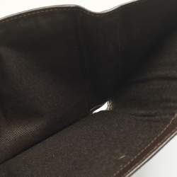 Pre Owned Carolina Herrera Dark Brown Monogram Leather Trifold Wallet