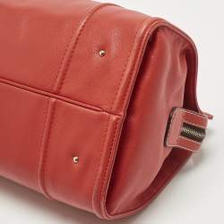 Pre Owned حقيبة يد كارولينا هيريرا شعار CH جلد أحمر