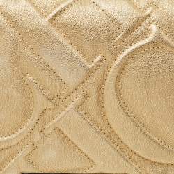 مملوكة مسبقًا حقيبة كتف كارولينا هيريرا جلد أزرق بحري مخرم معدن بغطاء