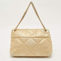 مملوكة مسبقًا حقيبة كتف كارولينا هيريرا جلد أزرق بحري مخرم معدن بغطاء