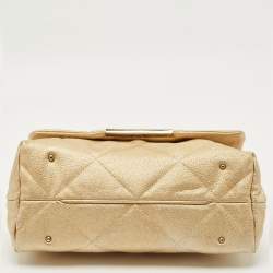 مملوكة مسبقًا حقيبة كتف كارولينا هيريرا جلد أزرق بحري مخرم معدن بغطاء