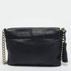 مملوكة مسبقًا Carolina Herrera Black Leather Tassel Flap Shoulder Bag