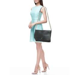 مملوكة مسبقًا Carolina Herrera Black Leather Tassel Flap Shoulder Bag