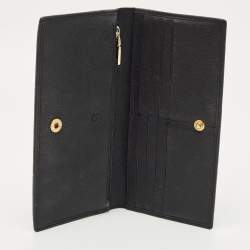 Pre Owned Carolina Herrera Black Monogram Embossed Leather Bifold Long Wallet