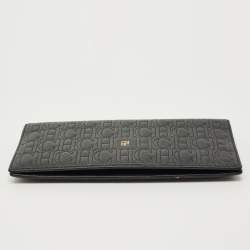 Pre Owned Carolina Herrera Black Monogram Embossed Leather Bifold Long Wallet