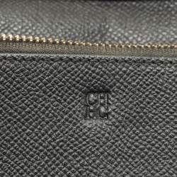 Pre Owned Carolina Herrera Black Monogram Embossed Leather Bifold Long Wallet