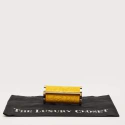 Pre Owned Carolina Herrera Mustard Satin Insignia Metropolitan Clutch
