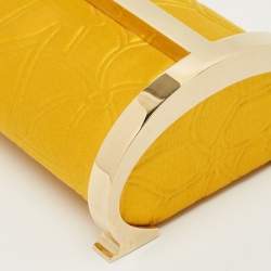 Pre Owned Carolina Herrera Mustard Satin Insignia Metropolitan Clutch