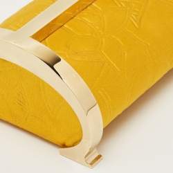 Pre Owned Carolina Herrera Mustard Satin Insignia Metropolitan Clutch