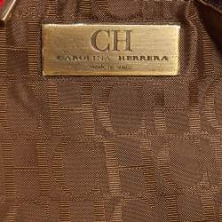 Pre Owned Carolina Herrera Red/Brown Leather Braided Handle Hobo
