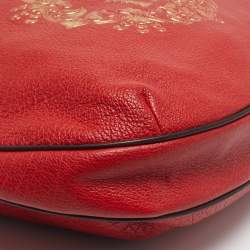 Pre Owned Carolina Herrera Red/Brown Leather Braided Handle Hobo