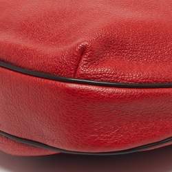 Pre Owned Carolina Herrera Red/Brown Leather Braided Handle Hobo