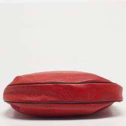 Pre Owned Carolina Herrera Red/Brown Leather Braided Handle Hobo