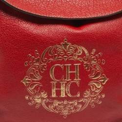 Pre Owned Carolina Herrera Red/Brown Leather Braided Handle Hobo