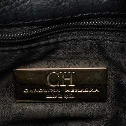 Pre Owned Carolina Herrera Black Monogram Embossed Leather Audrey Shoulder Bag