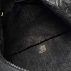 Pre Owned Carolina Herrera Black Monogram Embossed Leather Audrey Shoulder Bag