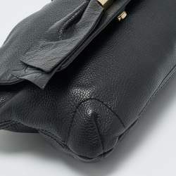 Pre Owned Carolina Herrera Black Monogram Embossed Leather Audrey Shoulder Bag