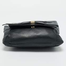 Pre Owned Carolina Herrera Black Monogram Embossed Leather Audrey Shoulder Bag
