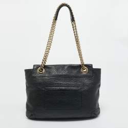 Pre Owned Carolina Herrera Black Monogram Embossed Leather Audrey Shoulder Bag