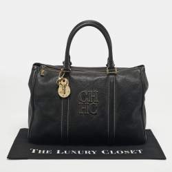 Pre Owned Carolina Herrera Black Leather Matteo Satchel