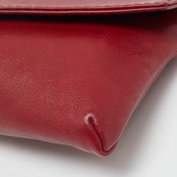 Pre Owned Carolina Herrera Red Leather Envelope Clutch