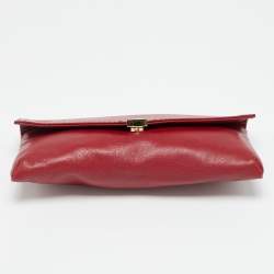 Pre Owned Carolina Herrera Red Leather Envelope Clutch