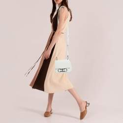 Pre Owned Carolina Herrera White Leather Medium Initials Insignia Shoulder Bag