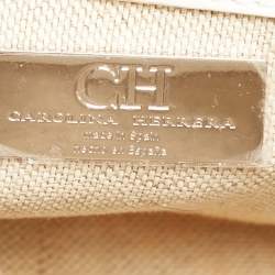 Pre Owned Carolina Herrera White Leather Medium Initials Insignia Shoulder Bag