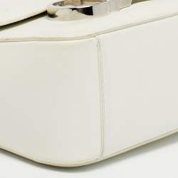 Pre Owned Carolina Herrera White Leather Medium Initials Insignia Shoulder Bag