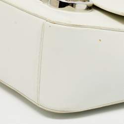 Pre Owned Carolina Herrera White Leather Medium Initials Insignia Shoulder Bag