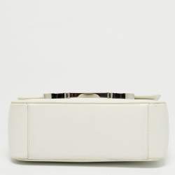 Pre Owned Carolina Herrera White Leather Medium Initials Insignia Shoulder Bag