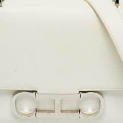Pre Owned Carolina Herrera White Leather Medium Initials Insignia Shoulder Bag