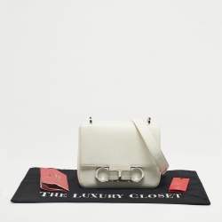 Pre Owned Carolina Herrera White Leather Medium Initials Insignia Shoulder Bag