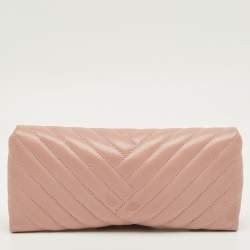 Pre Owned Carolina Herrera Pink Quilted Leather Bimba Chain Clutch