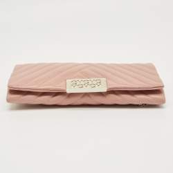 Pre Owned Carolina Herrera Pink Quilted Leather Bimba Chain Clutch
