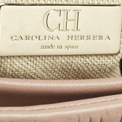 Pre Owned Carolina Herrera Pink Leather Pushlock Flap Top Handle Bag