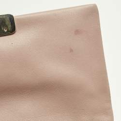 Pre Owned Carolina Herrera Pink Leather Pushlock Flap Top Handle Bag